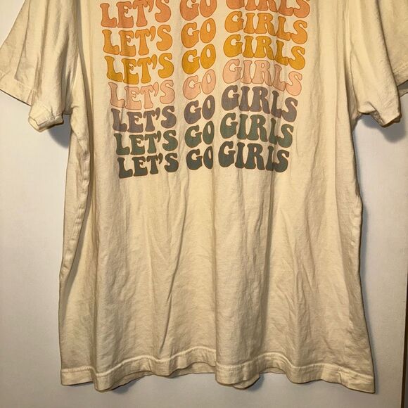 Bella Canvas Unisex “Let’s Go Girls” Tee Beige Pastel Colorful XXL DAMAGED - Picture 2 of 11